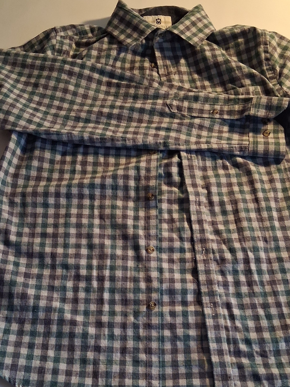 Men's Steel & Jelly Green and Gray Plaid Button-Down Shirt